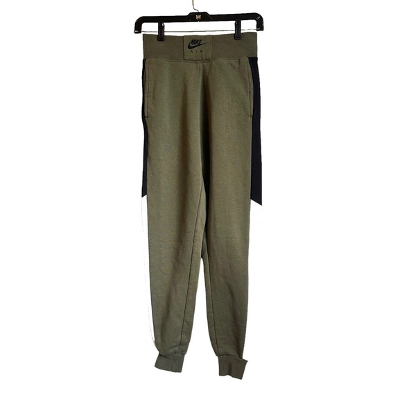 NIKE Olive Green Color Block Street Wear Jogger Sweatpants - Picture 2 of 11